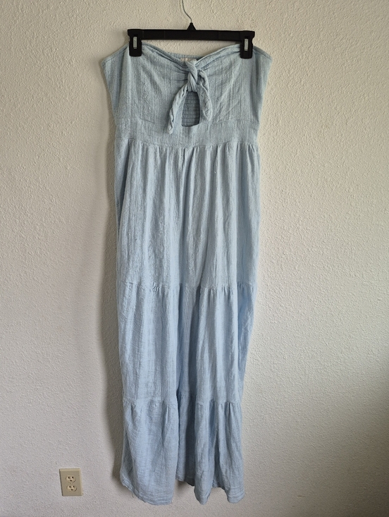 Amuse Society Dresses & Skirts - Amuse Society Light Blue Tie Front Sleeveless Tiered Maxi Dress Womens Size XL